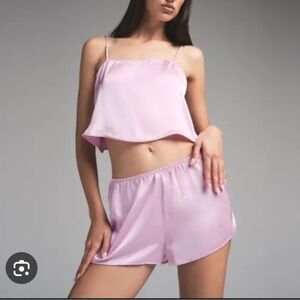 SKIMS Woven Shine Cami Sleep Set in Pink Rose